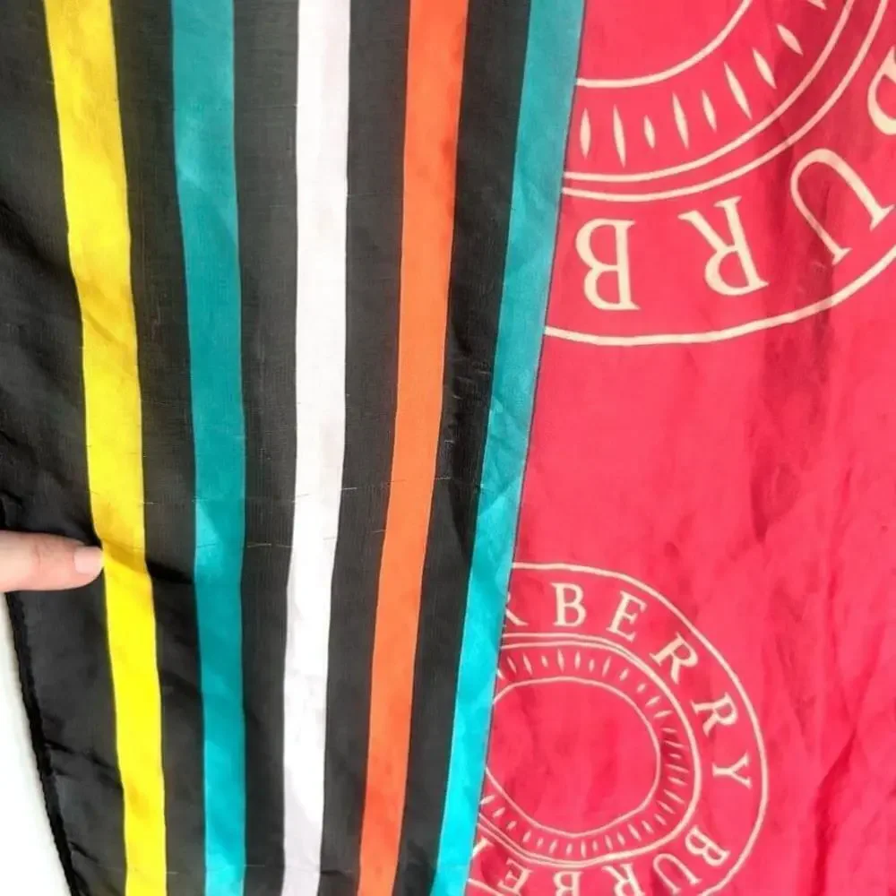 Burberry Silk Lightweight Logo Graphic Scarf in red black xl size